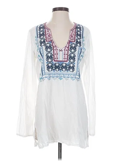 Pre-owned Biya Long Sleeve Blouse In White