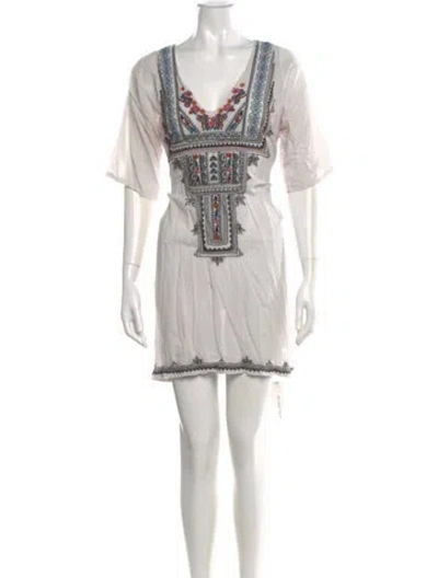 Pre-owned Biya Printed Mini Dress In White
