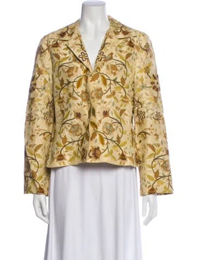Pre-owned Biya Silk Floral Print Blazer In Multi