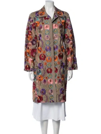 Pre-owned Biya Silk Floral Print Coat In Multi