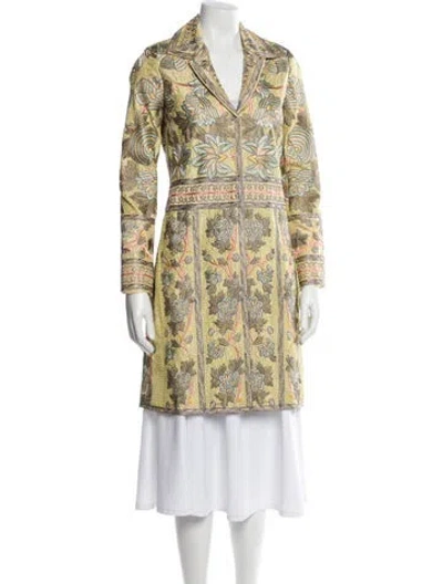 Pre-owned Biya Silk Printed Faux Fur Coat In Yellow