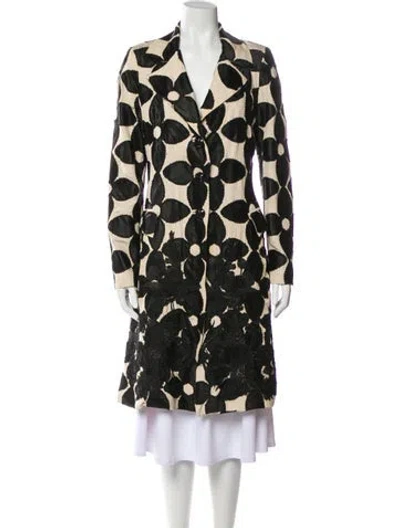 Pre-owned Biya Silk Printed Trench Coat In Black