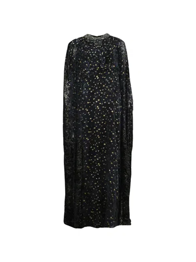Biyan Beaded-neckline Fil-coupé Dress In Black