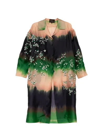 Biyan Bead-embellished Coat In Green