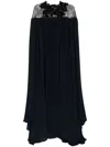 Biyan Crepe Cape Long Dress In Blue