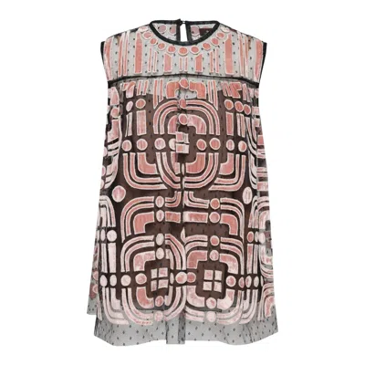 Biyan Dot Tulle Sleeveless Top In Brown