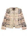 Biyan Embellished Printed Cropped Jacket