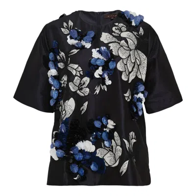 Biyan Embellished Taffeta Top In Black