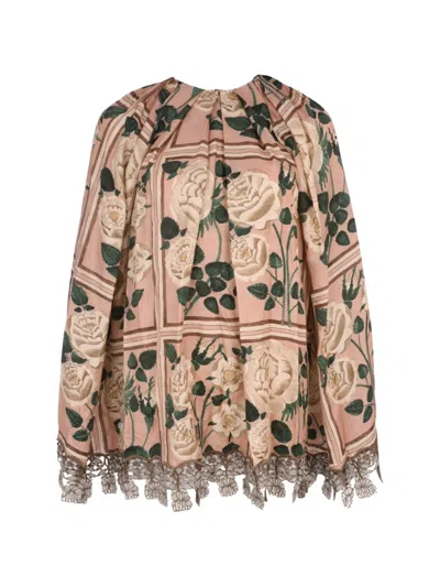 Biyan Embroidered-hemline Print Blouse In Brown