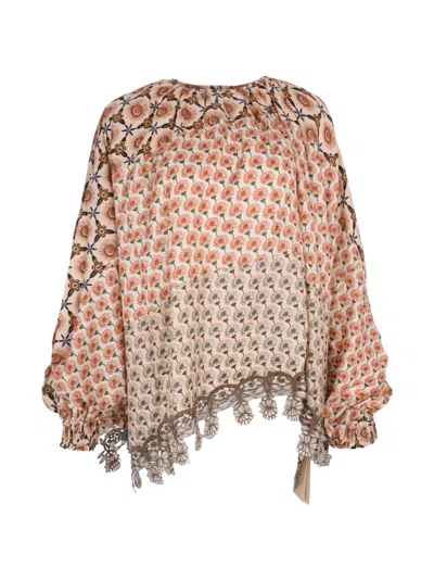 Biyan Embroidered-hemline Print Blouse In Multi