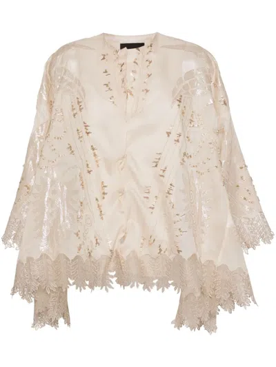 Biyan Oversized-jacke Mit Stickerei In Nude