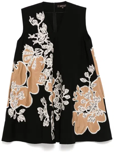 Biyan Embroidered Sleeveless Dress In Black