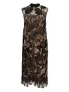 Biyan Floral-embroidered 3d Midi Dress In Black