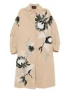 Biyan Floral-embroidered Coat In Neutral
