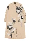 Biyan Floral-embroidered Coat In Neutral