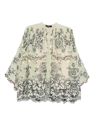 Biyan Floral-embroidered Shirt In Neutral