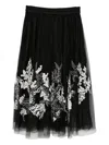Biyan Floral-embroidered Skirt In Black