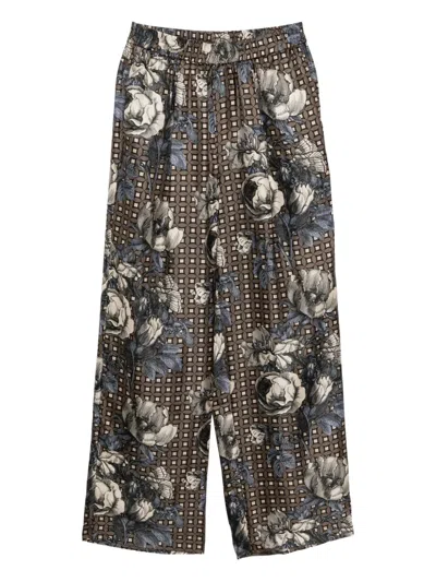 Biyan Floral Print Trousers In Brown