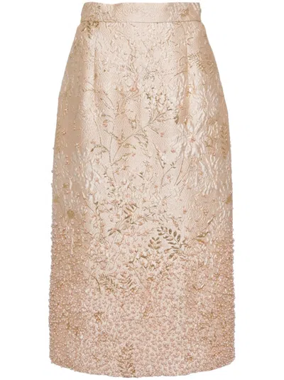 Biyan Floral Straight Skirt In Neutrals