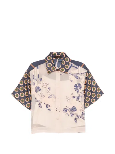Biyan Floral-embroidered Panelled Shirt In Multi