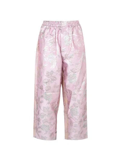 Biyan Floral-jacquard Straight-fit Trousers In Pink