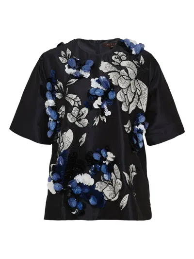 Biyan Flower-embellishment Blouse In Blue