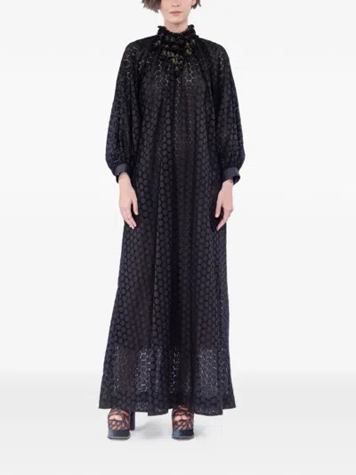 Biyan Gathered-neck Maxi Dress In Black