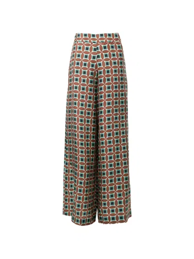 Biyan Geometric-pattern Trousers In Brown