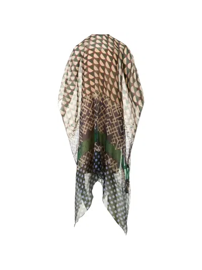 Biyan Geometric-print Handkerchief-hem Dress In Brown