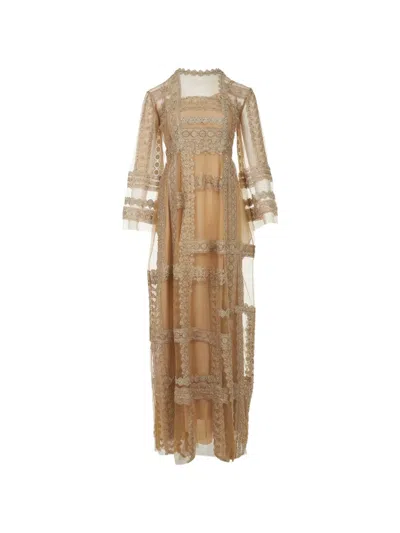 Biyan Lace Embroidered Dress In Neutral