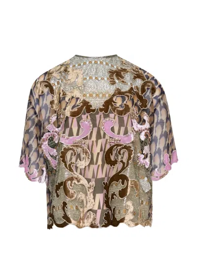 Biyan Lace-panelled Silk Blouse In Multi