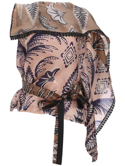 Biyan Printed Organza Blouse In Neutrals