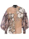 Biyan Printed Organza Shirt In Neutrals