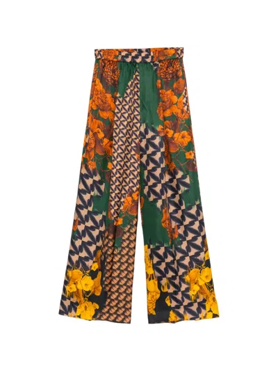 Biyan Printed Silk Trousers In Multi
