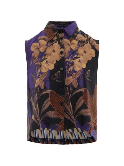 Biyan Saluna Floral-print Sleeveless Shirt In Purple