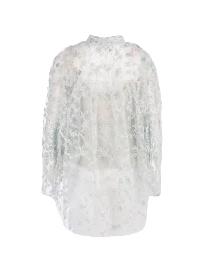 Biyan Sehati Beaded Embroidered Light-blue Blouse In Multi