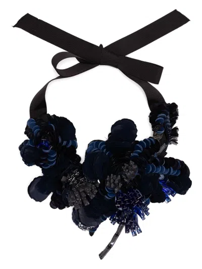 Biyan Sequin Embellished Necklace In Blue