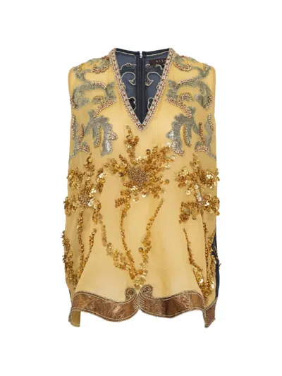 Biyan Sequinned Organza Top In Multi