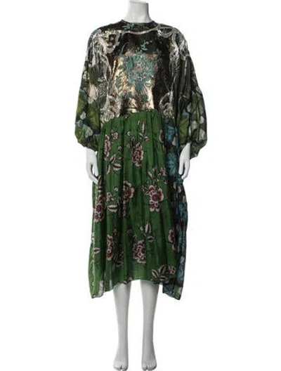 Pre-owned Biyan Silk Midi Length Dress In Green