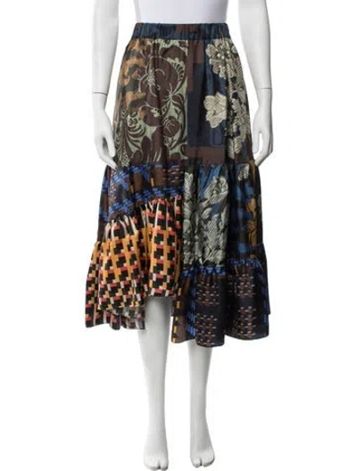 Pre-owned Biyan Silk Midi Length Skirt In Multicolor