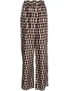 Biyan All Over Graphic Print Straight Leg Pants In Brown