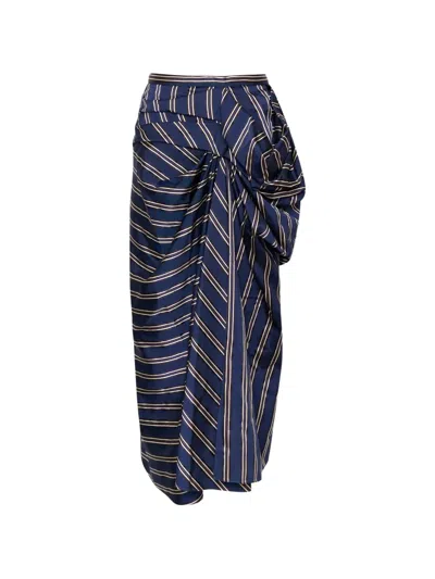 Biyan Striped Draped Skirt In Blue