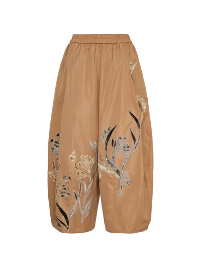 Biyan Taffeta Cocoon Trousers In Brown