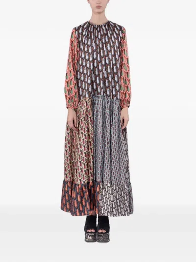 Biyan Twill-printed Maxi Dress In Multi
