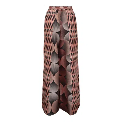 Biyan Twill Silk Print Long Pants In Pink