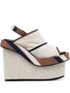 Biyan Wedge Linen Sandals In Brown