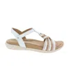 Biza Women's Kate Leather Stretch T-strap Sandal In Off White Multi In White