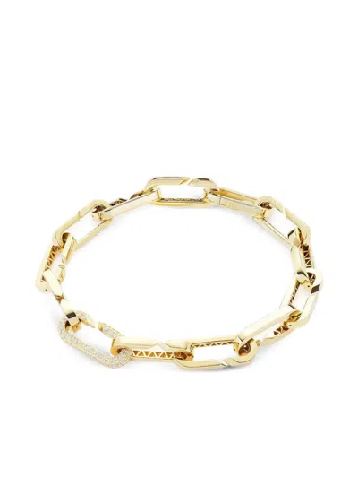 Bizzotto Gioielli 18k Yellow Gold Paperclip Diamond Bracelet In White