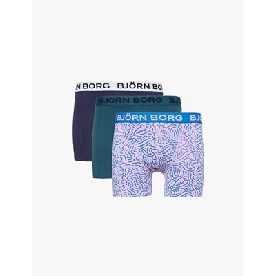 Bjorn Borg Menspack 8 Pack Of Three Logo-waistband Stretch-cotton Boxers In Multipack 8