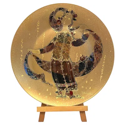 Pre-owned Bjorn Wiinblad 100-years Anniversary Porcelain Platter By Danish Bjørn Wiinbladh For Rosenthal In Gold